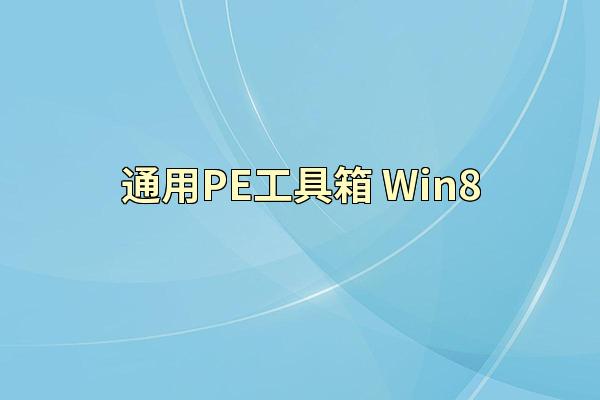 通用PE工具箱 Win8